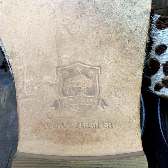 Trask Shay Leather Thong Sandal Slip On Leopard Print Calfhair 6 - Picture 7 of 9